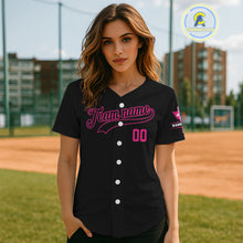 Load image into Gallery viewer, Personalized Pink Ribbon Patriotic Baseball Jersey For Women USA Flag Youth Baseball Shirt NYN0834