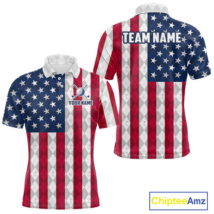 USA Flag Golf Polo Shirt For Men Personalized Navy Argyle Golf Jersey Golf Team Apparel NYN5017