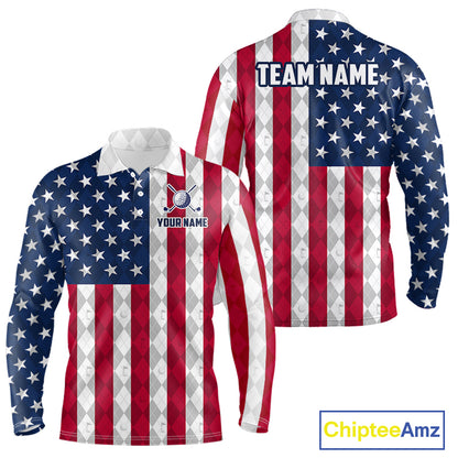 USA Flag Golf Polo Shirt For Men Personalized Navy Argyle Golf Jersey Golf Team Apparel NYN5017