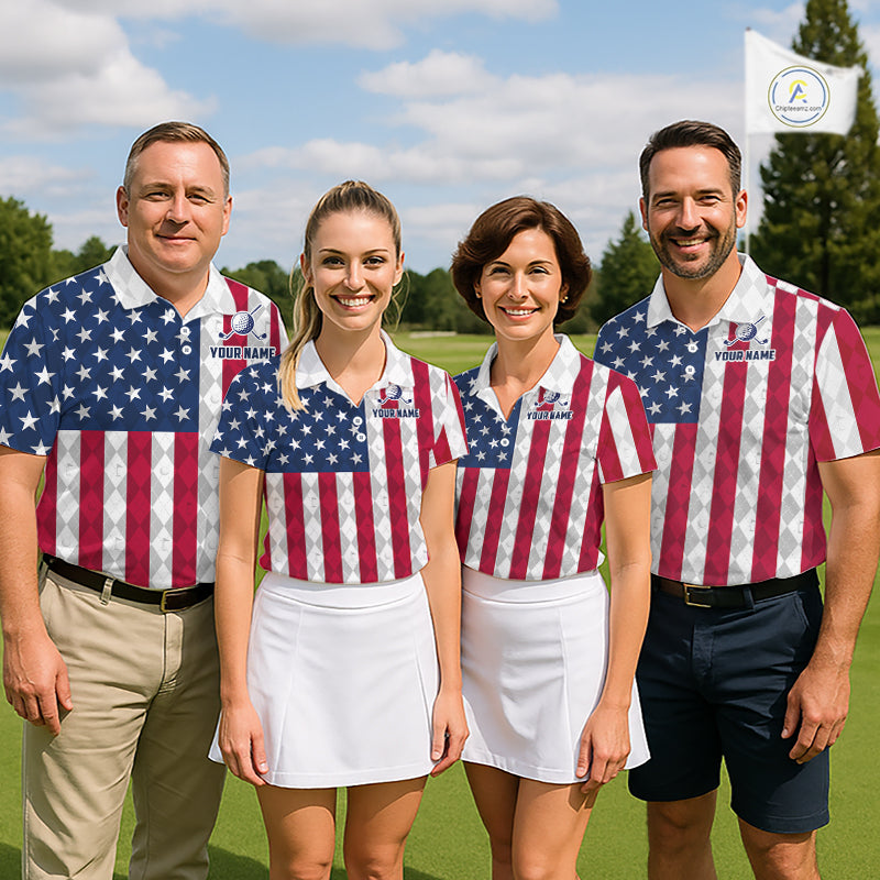 USA Flag Golf Polo Shirt For Men Personalized Navy Argyle Golf Jersey Golf Team Apparel NYN5017