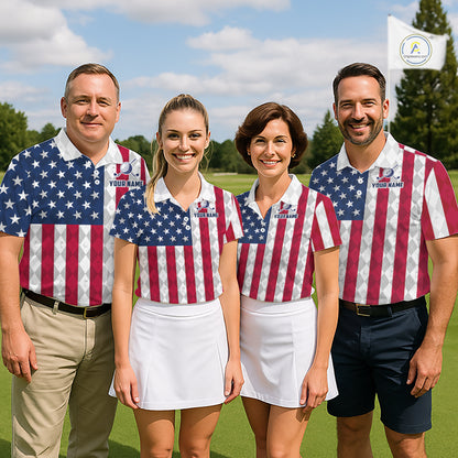 USA Flag Golf Polo Shirt For Men Personalized Navy Argyle Golf Jersey Golf Team Apparel NYN5017