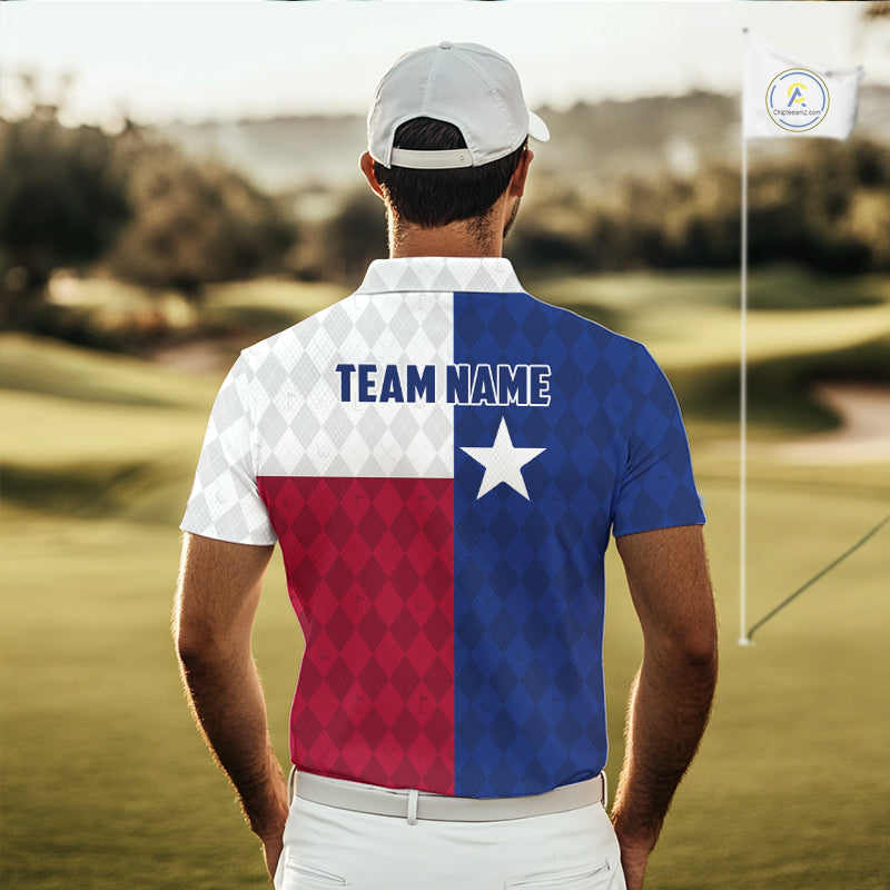 Texas Flag Golf Polo Shirt For Men Personalized Navy Argyle Golf Jersey Golf Team Apparel NYN5018