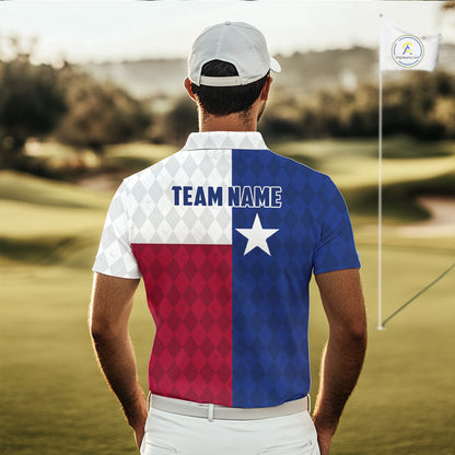 Texas Flag Golf Polo Shirt For Men Personalized Navy Argyle Golf Jersey Golf Team Apparel NYN5018