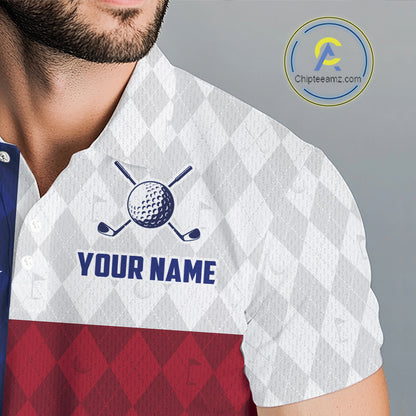 Texas Flag Golf Polo Shirt For Men Personalized Navy Argyle Golf Jersey Golf Team Apparel NYN5018