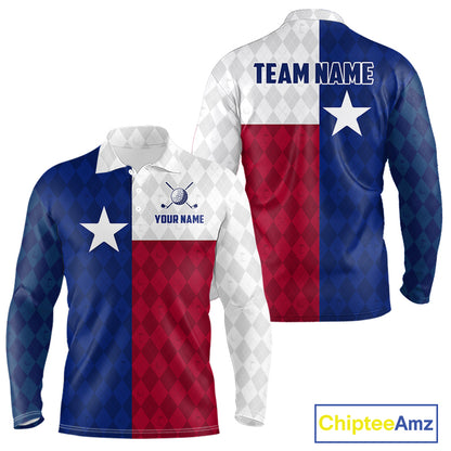 Texas Flag Golf Polo Shirt For Men Personalized Navy Argyle Golf Jersey Golf Team Apparel NYN5018