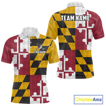 Maryland Flag Golf Polo Shirt For Men Personalized Navy Argyle Golf Jersey Golf Team Apparel NYN5019