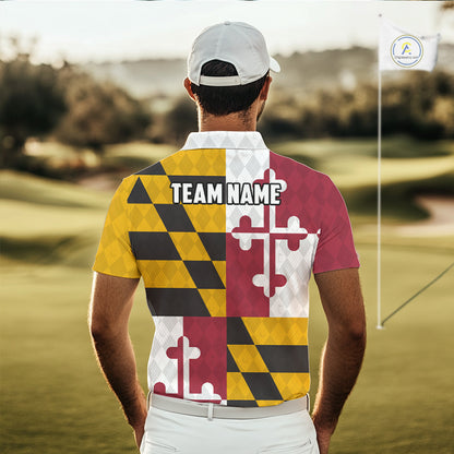 Maryland Flag Golf Polo Shirt For Men Personalized Navy Argyle Golf Jersey Golf Team Apparel NYN5019