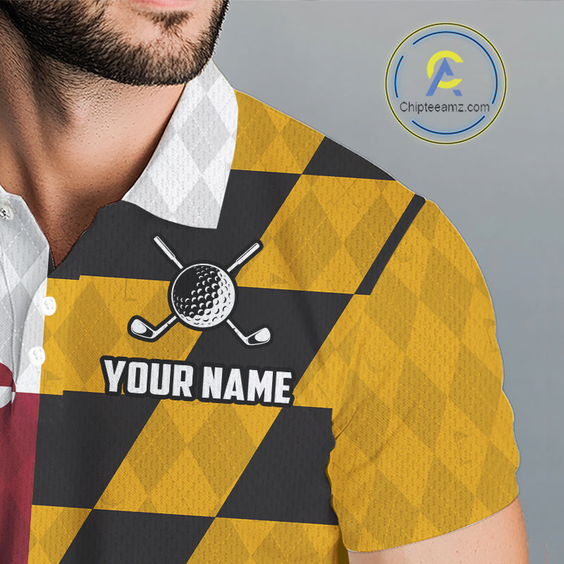 Maryland Flag Golf Polo Shirt For Men Personalized Navy Argyle Golf Jersey Golf Team Apparel NYN5019