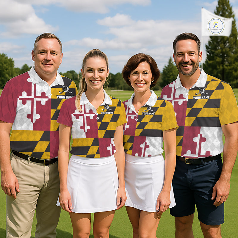 Maryland Flag Golf Polo Shirt For Men Personalized Navy Argyle Golf Jersey Golf Team Apparel NYN5019