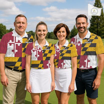 Maryland Flag Golf Polo Shirt For Men Personalized Navy Argyle Golf Jersey Golf Team Apparel NYN5019
