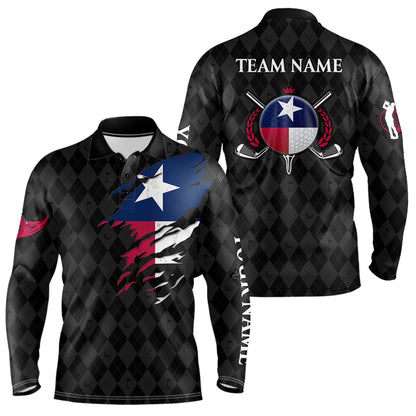 Custom Texas Golf Polo Shirt For Men Personalized State Flag Argyle Golf Shirt Golf Team Jersey NYN5027
