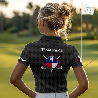 Custom Texas Golf Polo Shirt For Women Personalized State Flag Argyle Golf Shirt Golf Team Jersey NYN5027