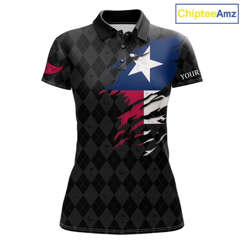 Custom Texas Golf Polo Shirt For Women Personalized State Flag Argyle Golf Shirt Golf Team Jersey NYN5027