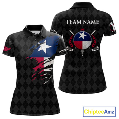 Custom Texas Golf Polo Shirt For Women Personalized State Flag Argyle Golf Shirt Golf Team Jersey NYN5027