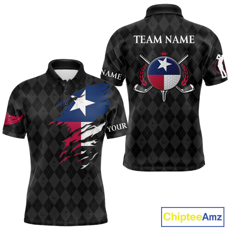 Custom Texas Golf Polo Shirt For Men Personalized State Flag Argyle Golf Shirt Golf Team Jersey NYN5027