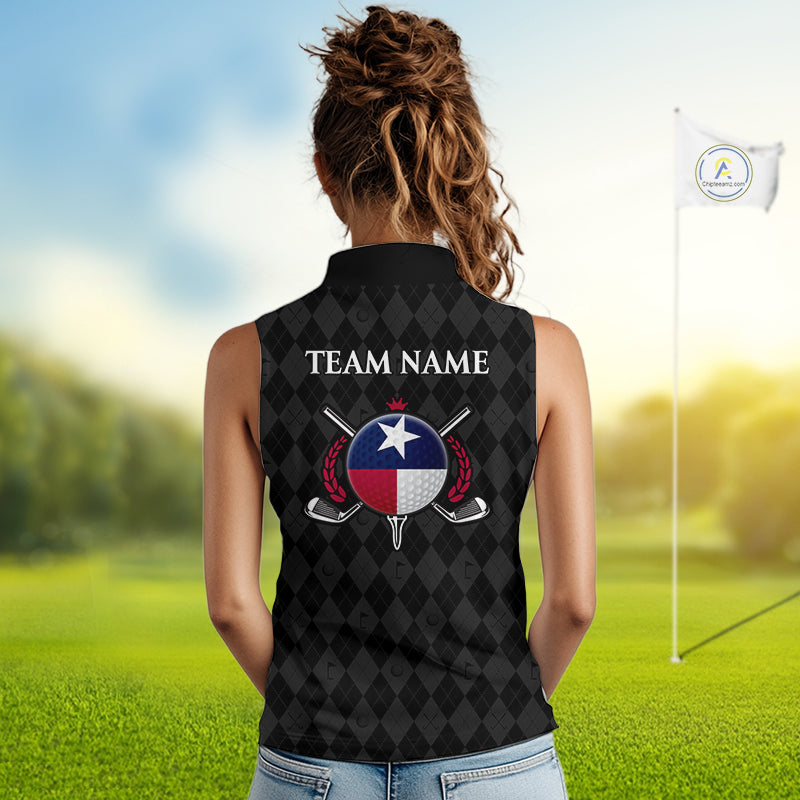 Texas Golf Sleeveless Polo Shirt For Women Personalized State Flag Argyle Golf Shirt Golf Team Jersey NYN5027