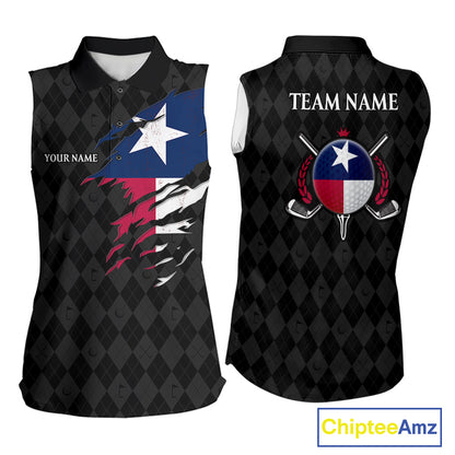 Texas Golf Sleeveless Polo Shirt For Women Personalized State Flag Argyle Golf Shirt Golf Team Jersey NYN5027