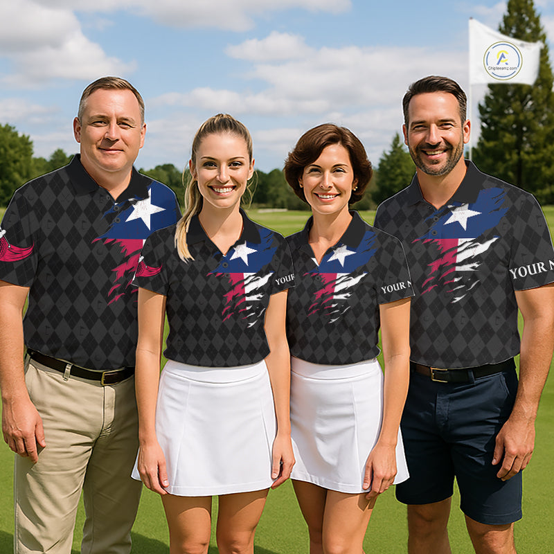Custom Texas Golf Polo Shirt For Men Personalized State Flag Argyle Golf Shirt Golf Team Jersey NYN5027