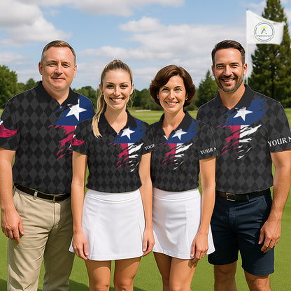 Custom Texas Golf Polo Shirt For Men Personalized State Flag Argyle Golf Shirt Golf Team Jersey NYN5027