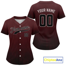 Load image into Gallery viewer, Custom Red Minimalist Baseball Jersey For Women Personalized Classic Baseball Shirt NYN0839