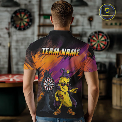 Personalized Halloween Banana Dart Shirt Funny Spooky Halloween Darts Polo 1/4-Zip Shirt For Men NYN4259