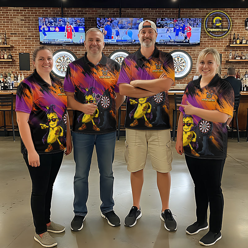 Personalized Halloween Banana Dart Shirt Funny Spooky Halloween Darts Polo 1/4-Zip Shirt For Women NYN4259