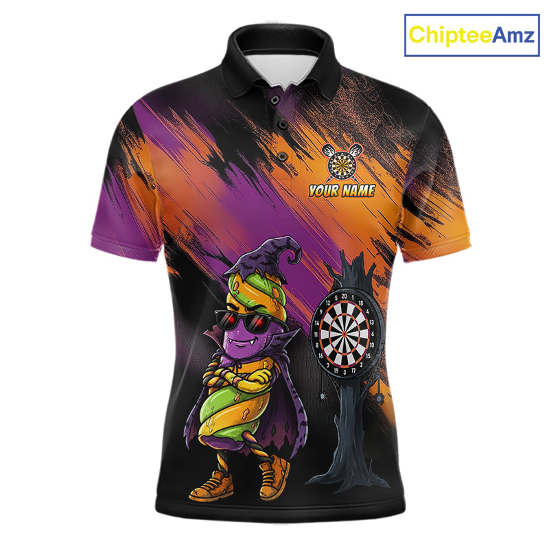 Personalized Halloween Marshmallow Dart Shirt Funny Spooky Halloween Darts Polo 1/4-Zip Shirt For Men NYN4260