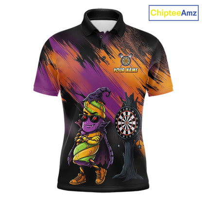 Personalized Halloween Marshmallow Dart Shirt Funny Spooky Halloween Darts Polo 1/4-Zip Shirt For Men NYN4260