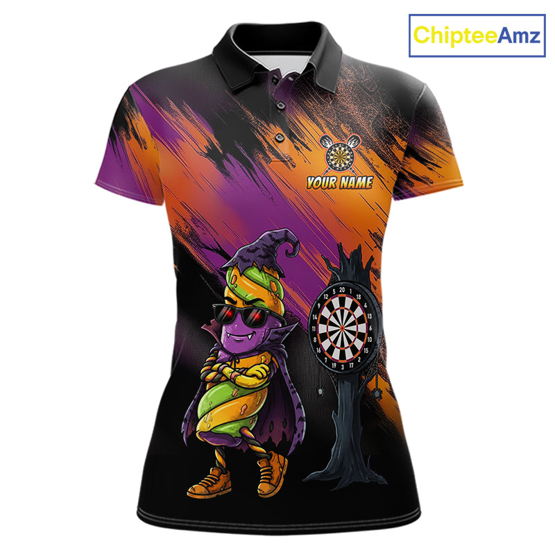 Personalized Halloween Marshmallow Dart Shirt Funny Spooky Halloween Darts Polo 1/4-Zip Shirt For Women NYN4260