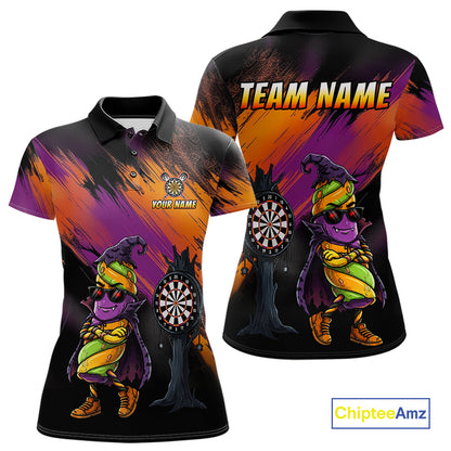 Personalized Halloween Marshmallow Dart Shirt Funny Spooky Halloween Darts Polo 1/4-Zip Shirt For Women NYN4260