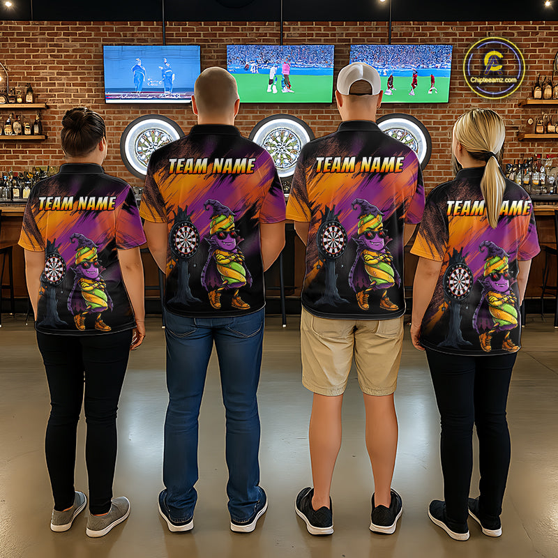 Personalized Halloween Marshmallow Dart Shirt Funny Spooky Halloween Darts Polo 1/4-Zip Shirt For Men NYN4260