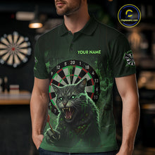 Load image into Gallery viewer, Funny Cat Green Dripping Dartboard Custom Men&#39;s Polo Darts Shirt Outfits Darts Jersey NYN1801