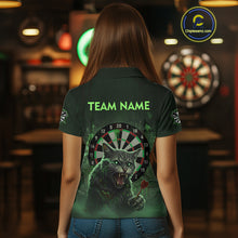 Load image into Gallery viewer, Funny Cat Green Dripping Dartboard Custom Women Polo Darts Shirt Outfits Darts Jersey NYN1801