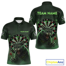 Load image into Gallery viewer, Funny Cat Green Dripping Dartboard Custom Men&#39;s Polo Darts Shirt Outfits Darts Jersey NYN1801