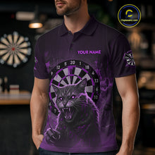 Load image into Gallery viewer, Funny Cat Purple Dripping Dartboard Custom Women Polo Darts Shirt Outfits Darts Jersey NYN1802