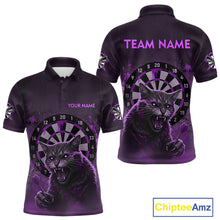 Load image into Gallery viewer, Funny Cat Purple Dripping Dartboard Custom Men&#39;s Polo Darts Shirt Outfits Darts Jersey NYN1802