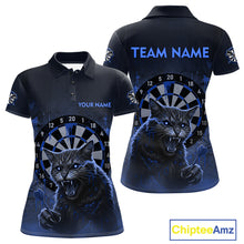 Load image into Gallery viewer, Funny Cat Blue Dripping Dartboard Custom Women Polo Darts Shirt Outfits Darts Jersey NYN1803