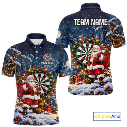 Santa Claus Christmas Men Darts Polo 1/4-Zip Shirt Customized Xmas Darts Jersey Darts Team Apparel NYN5045