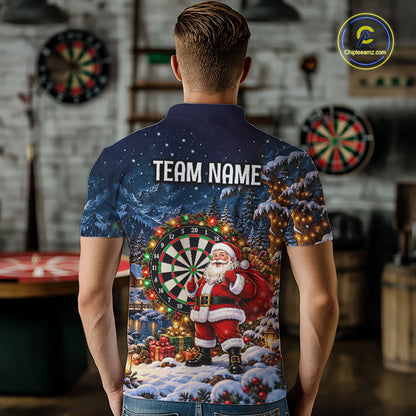 Santa Claus Christmas Men Darts Polo 1/4-Zip Shirt Customized Xmas Darts Jersey Darts Team Apparel NYN5045