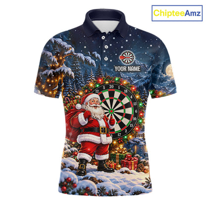 Santa Claus Christmas Men Darts Polo 1/4-Zip Shirt Customized Xmas Darts Jersey Darts Team Apparel NYN5045