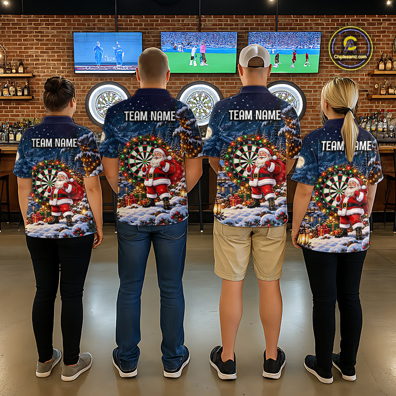 Santa Claus Christmas Men Darts Polo 1/4-Zip Shirt Customized Xmas Darts Jersey Darts Team Apparel NYN5045
