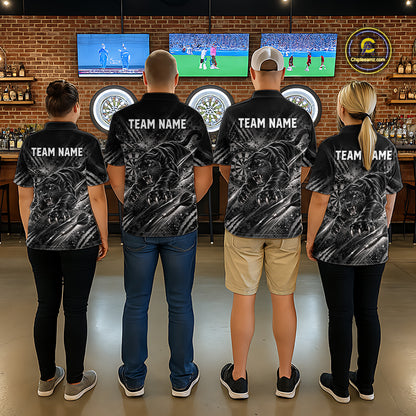 Personalized Panther Darts Polo 1/4-Zip Shirt For Men Custom Name Black Claw Scratch Darts Team Jersey NYN5049