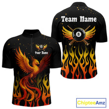 Load image into Gallery viewer, Flaming Phoenix Billiard League Shirts For Men Custom Wings 8 Ball Billiard Pool Jerseys NYN2309