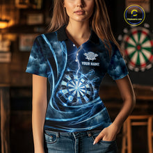 Load image into Gallery viewer, Personalized Thunder Darts Polo &amp; 1/4-Zip Shirt For Women Lightning Dark Blue Dart Attire Jerseys NYN2955