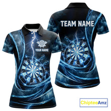 Load image into Gallery viewer, Personalized Thunder Darts Polo &amp; 1/4-Zip Shirt For Women Lightning Dark Blue Dart Attire Jerseys NYN2955