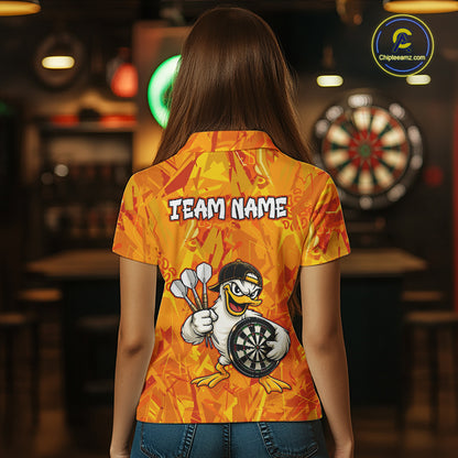 Personalized Funny Duck Darts Polo & 1/4-Zip Shirt For Women Custom Duck Dart Team Dart Jerseys NYN2958