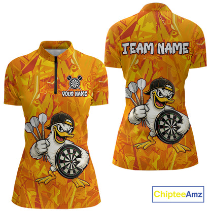 Personalized Funny Duck Darts Polo & 1/4-Zip Shirt For Women Custom Duck Dart Team Dart Jerseys NYN2958