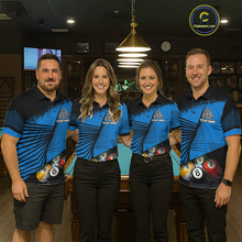 Load image into Gallery viewer, Custom 8 Ball Cue Billiards Polo &amp; Quarter-Zip Jersey Men's Pool Billiard League Jersey NYN2313