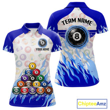 Load image into Gallery viewer, Blue Pool Billiard Balls League Jerseys For Women Custom Grunge Ball 8 Billiard Team Jersey NYN2316