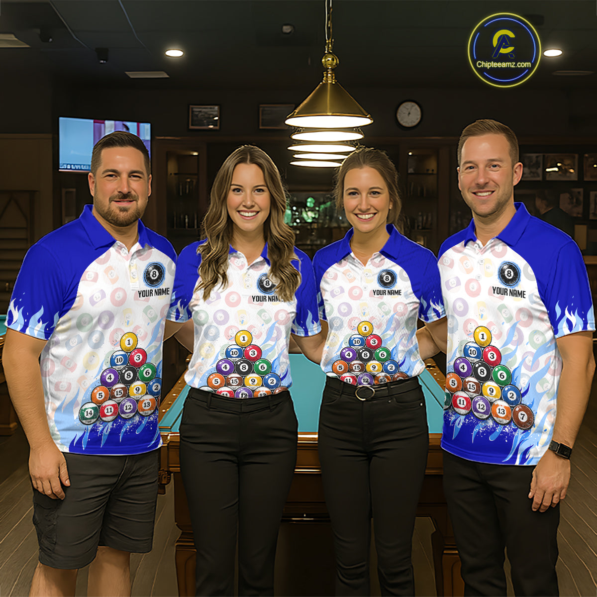 Blue Pool Billiard Balls League Jerseys For Women Custom Grunge Ball 8 Billiard Team Jersey NYN2316